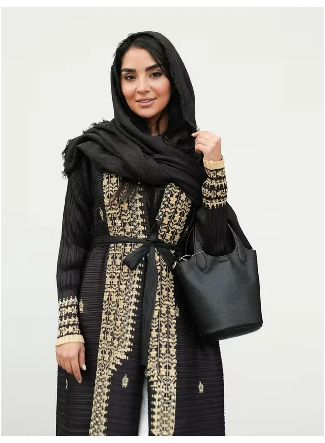 تايك تو Multi-Color Printed Textured Abaya