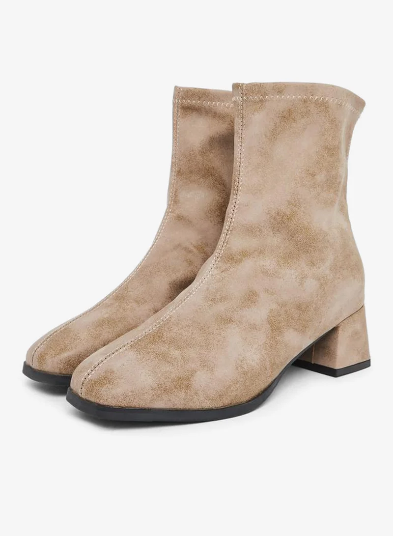 Take Two Women Beige Block Heel Ankle Boots