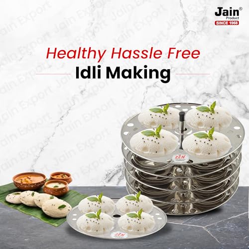 Jain Stainless Steel 4 Plate Idli Stand | Idli Maker for Soft & Fluffy Idlis | 16 Idlis Stand with Holes for Better Steaming | Durable & Rust-Resistant Idli Cooker Accessory | Compatible with Most Cookers | Stand Height - 15cm, Stand Width - 20 cm - Image 5