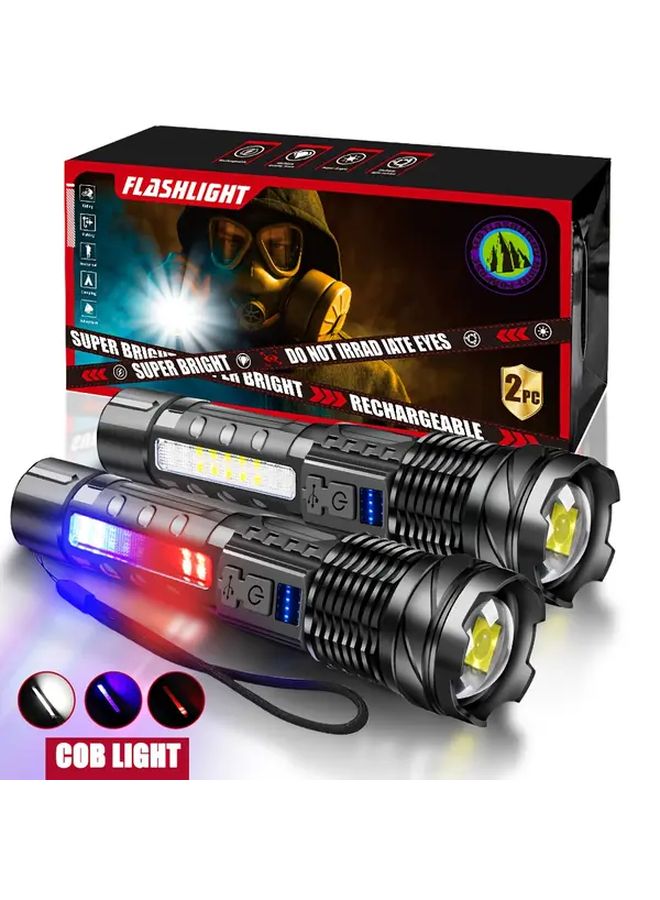 2 Pcs Rechargeable Multifunctional Flashlight With Pen Clip Long Battery Life Multiple Brightness Modes - Image 1