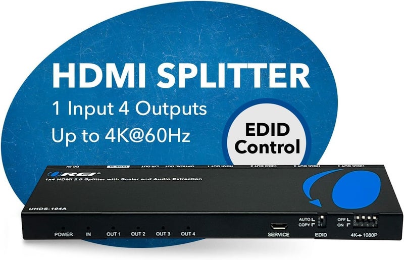 OREI 1x4 2.0 HDMI Splitter with Scaler Audio Extractor 4 Ports with Full Ultra HDCP 2.4K at 60Hz & 3D Supports EDID Control - UHDS-104A - Image 4
