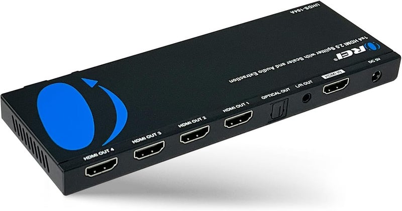 OREI 1x4 2.0 HDMI Splitter with Scaler Audio Extractor 4 Ports with Full Ultra HDCP 2.4K at 60Hz & 3D Supports EDID Control - UHDS-104A - Image 1