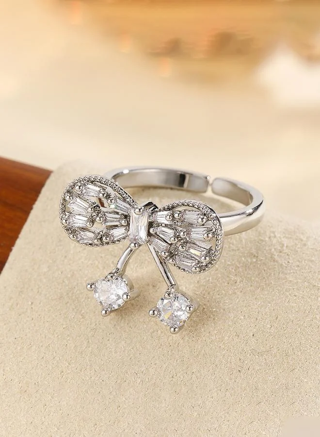 Take Two  Silver Embellished Bow Ring for Women | Best Price UAE