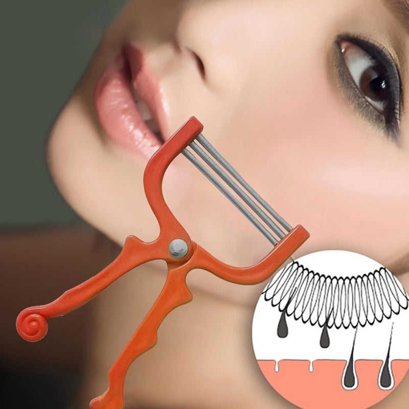 ABOOFAN 3 قطع أداة إزالة شعر الوجه المحمولة الربيعية إزالة الشعر بدون ألم للنساء والرجال مناسبة للشفة العليا والذقن والخدين - Image 3