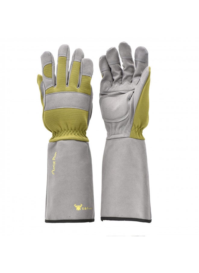 G & F Products G & F Products 2431L Florist Pro Long Sleeve Rose gardening Gloves, Rose Pruning Gloves, Thorn Resistant Garden Gloves - Men's Large , Yellow , Army Green  - Image 1