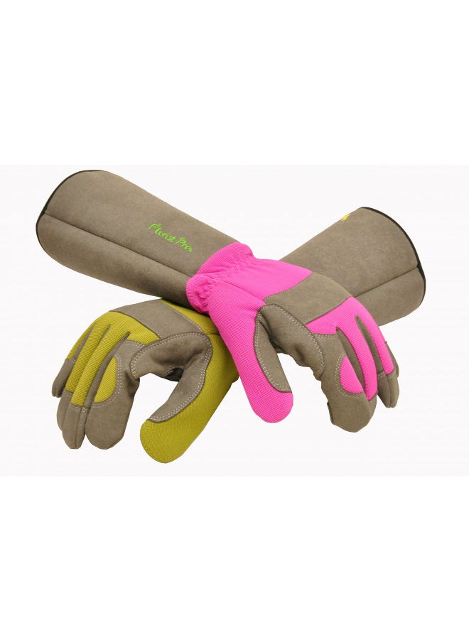 G & F Products G & F Products 2431L Florist Pro Long Sleeve Rose gardening Gloves, Rose Pruning Gloves, Thorn Resistant Garden Gloves - Men's Large , Yellow , Army Green  - Image 2