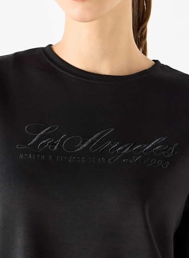 ADOT by Splash Embroidered T-shirt with Short Sleeves and Crew Neck