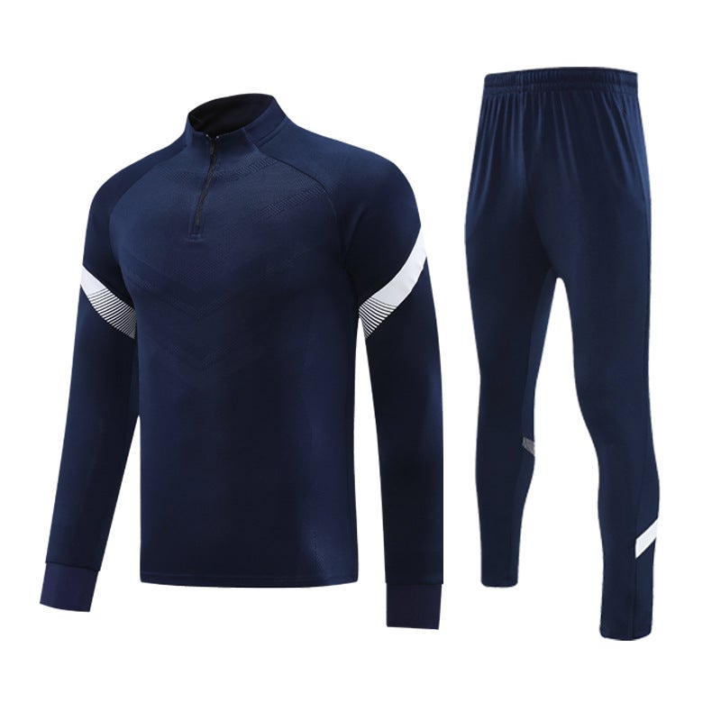 Generic Autumn and winter fleece-lined half zipper pullover long sleeve training clothes suit childrens football appearance clothes running sportswear generation hair Royal blue (regular style) 