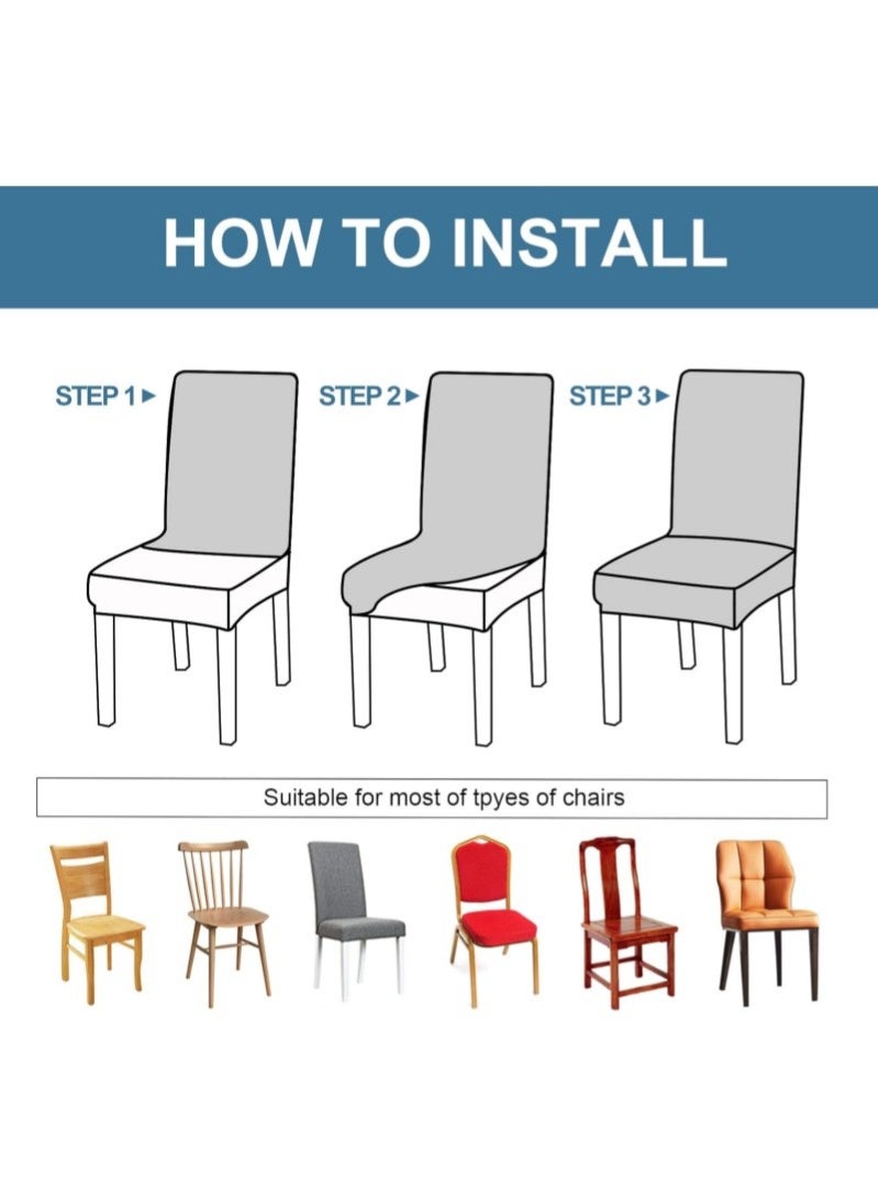 4 PCS Stretch Waterproof Dining Chair Covers, Removable Washable High Back Chair Protector for Kitchen, Hotel, Restaurant, Banquet (Beige) - Image 5