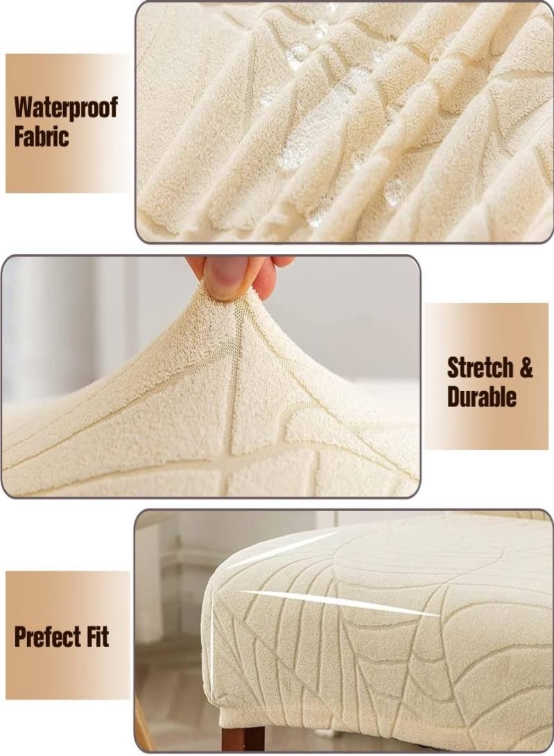 4 PCS Stretch Waterproof Dining Chair Covers, Removable Washable High Back Chair Protector for Kitchen, Hotel, Restaurant, Banquet (Beige) - Image 3