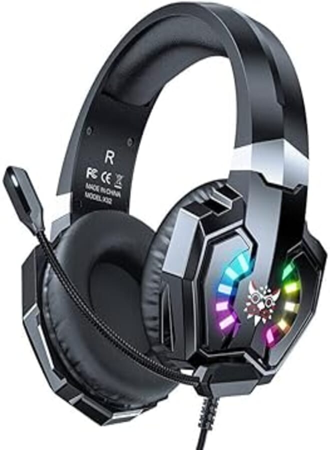 ONIKUMA X32 RGB Gaming headphone Over-ear Headset with Microphone Volume Control Headphones RGB LED Light