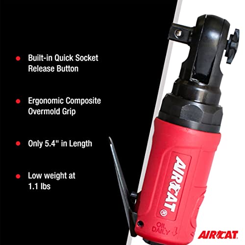 AIRCAT Pneumatic Tools 807: Mini Palm Ratchet 300 RPM, 35 ft-lbs Maximum Torque - 3/8-Inch - Image 5