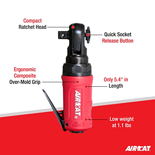 AIRCAT Pneumatic Tools 807: Mini Palm Ratchet 300 RPM, 35 ft-lbs Maximum Torque - 3/8-Inch - Image 2