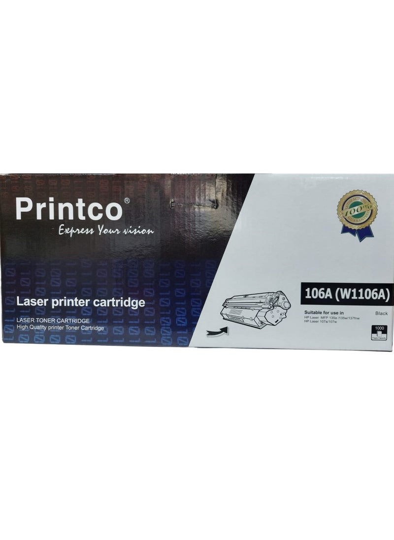Printco PRINTCO Toner Cartridge W1106A (106A) Compatible for HP Laser MFP 135, 137  - Image 1