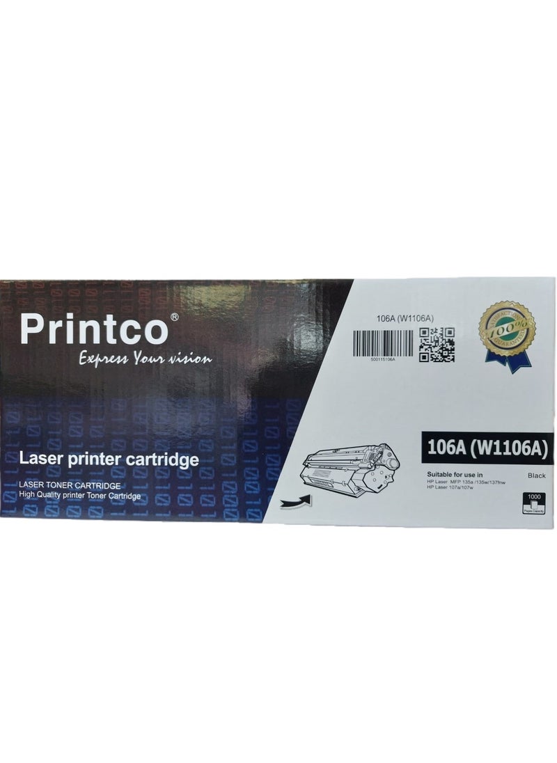 Printco PRINTCO Toner Cartridge W1106A (106A) Compatible for HP Laser MFP 135, 137  - Image 2