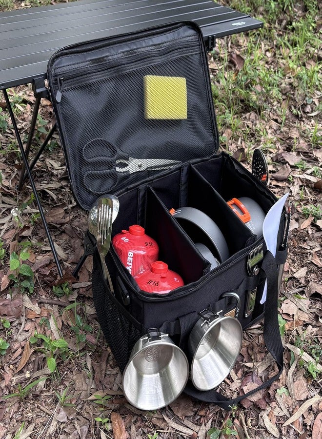Lemubeane Tactical Camping Storage Bag 18L Tactical Utility Tote Bag Camping Cookware Organizer Trunk Organizer (Black) - Image 5
