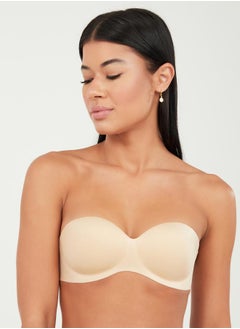 Strapless Non-Wired Push-up Bra with Interchangeable Back Straps