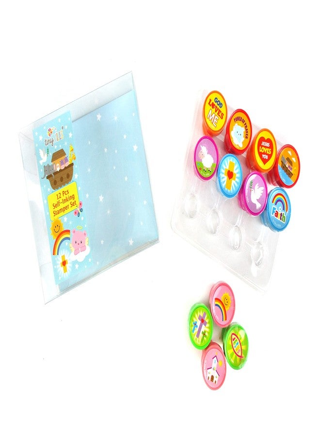 TINYMILLS 12 Pcs Religious Stamp Kit for Kids - Religious Christian Self Inking Stamps Gift VBS Sunday School Rewards - Image 3