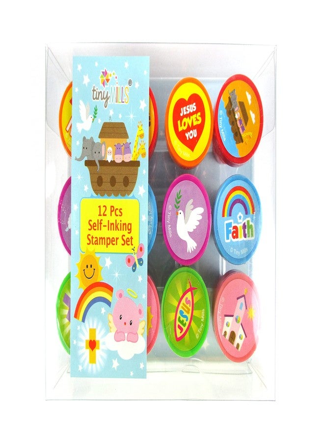 TINYMILLS 12 Pcs Religious Stamp Kit for Kids - Religious Christian Self Inking Stamps Gift VBS Sunday School Rewards - Image 2