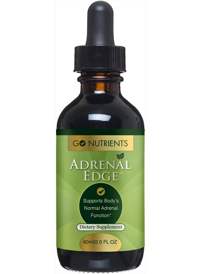 Go Nutrients Adrenal Edge - Energy & Fatigue Supplement Cortisol Manager Liquid Drops Non-GMO, Gluten Free, 9 Powerhouse Herbs Keep Body's Adrenal Function Supplement for Men & Women - 60 ml (2.0 oz) - Image 1