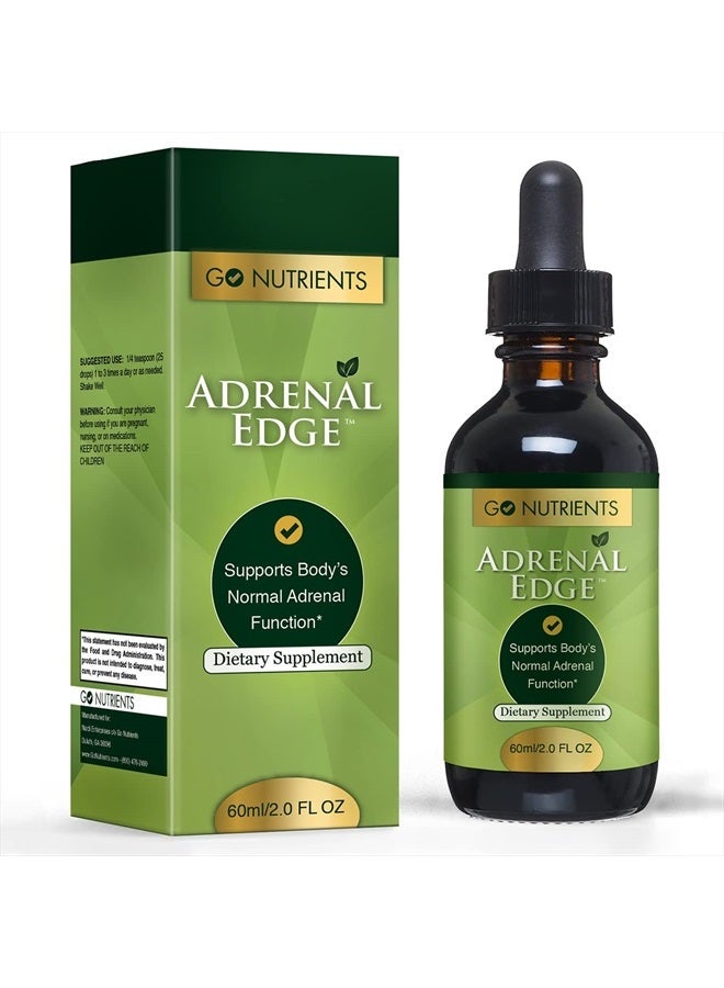 Go Nutrients Adrenal Edge - Energy & Fatigue Supplement Cortisol Manager Liquid Drops Non-GMO, Gluten Free, 9 Powerhouse Herbs Keep Body's Adrenal Function Supplement for Men & Women - 60 ml (2.0 oz) - Image 3