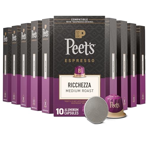 Peet's Coffee Peets Coffee Medium Roast Espresso Capsules Compatible with Nespresso Original Machine 100 Arabica Coffee  Ricchezza Intensity 8 100 Count 10 Boxes of 10 Espresso Capsules - Image 1