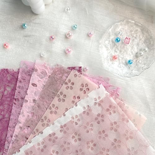 Aromoty 30Pcs Handmade Textured Scrapbook PaperMesh Fabric set Unique A5 sheet Craft Mulberry Special Rice Paper Mix for Scrapbooking Junk Journaling Supplies Card Collage DIY Materials 58x82 inches - Image 3