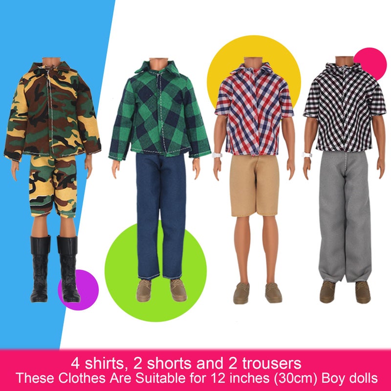 ZTWEDEN 32Pcs Doll Clothes and Accessories for 12 Inch Boy Dolls Include 20 Different Wear Clothes Shirt Jeans Beach Shorts 4 Pairs of Shoes, Glasses, Earphones for 12'' Boy Doll - Image 4