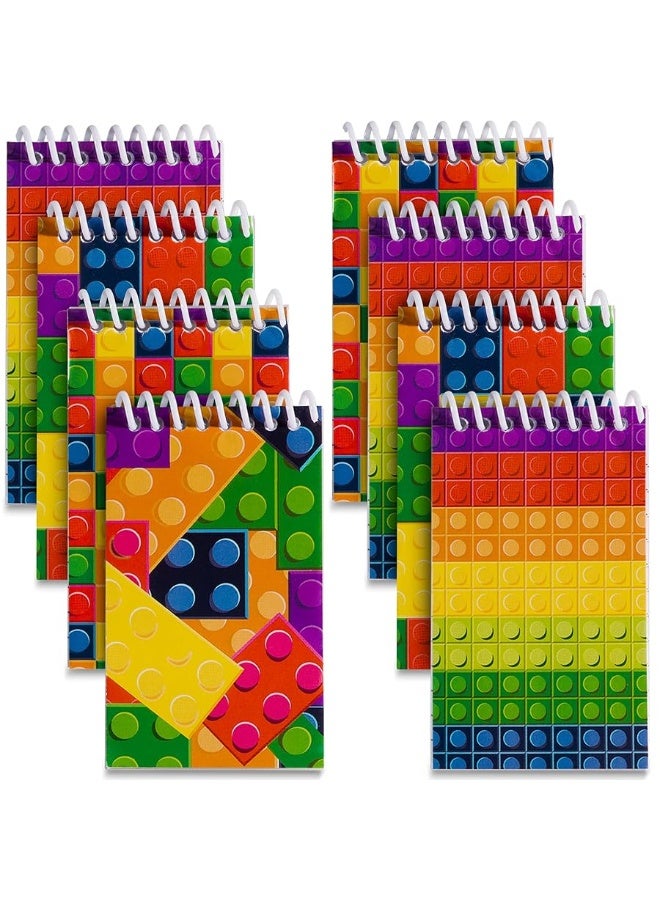 Bedwina Mini Building Block Notebooks (Bulk of 32) Spiral Notepads In Assorted Brick Styles, In Kids Pocket Size, For Birthday Party Favors, Goodie Bag Stuffers, Children Classroom Rewards - Image 1