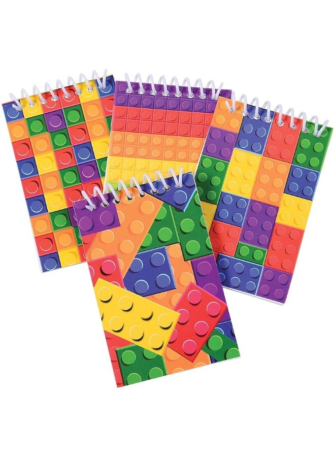 Bedwina Mini Building Block Notebooks (Bulk of 32) Spiral Notepads In Assorted Brick Styles, In Kids Pocket Size, For Birthday Party Favors, Goodie Bag Stuffers, Children Classroom Rewards - Image 2