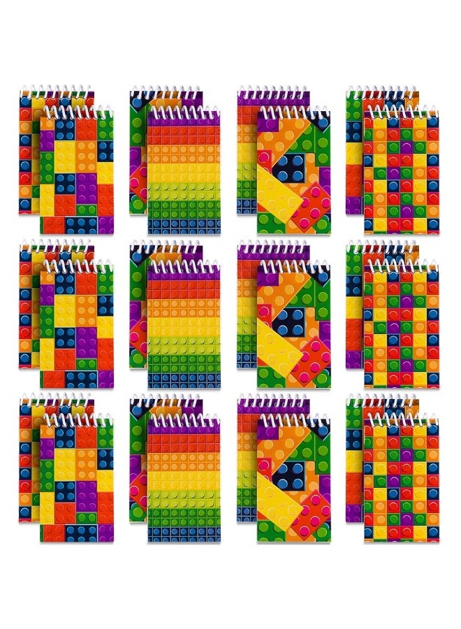 Bedwina Mini Building Block Notebooks (Bulk of 32) Spiral Notepads In Assorted Brick Styles, In Kids Pocket Size, For Birthday Party Favors, Goodie Bag Stuffers, Children Classroom Rewards - Image 3