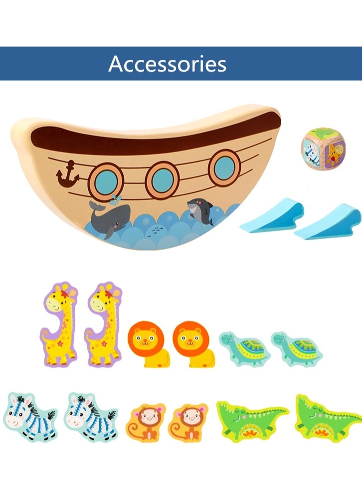 BAYBEE Wooden Animal Balance Toy Stacking Blocks Boat Game Stacking Building Blocks Montessori Toys for Toddlers Kids Children Early Educational Toys 1 Years and Up  - Image 3
