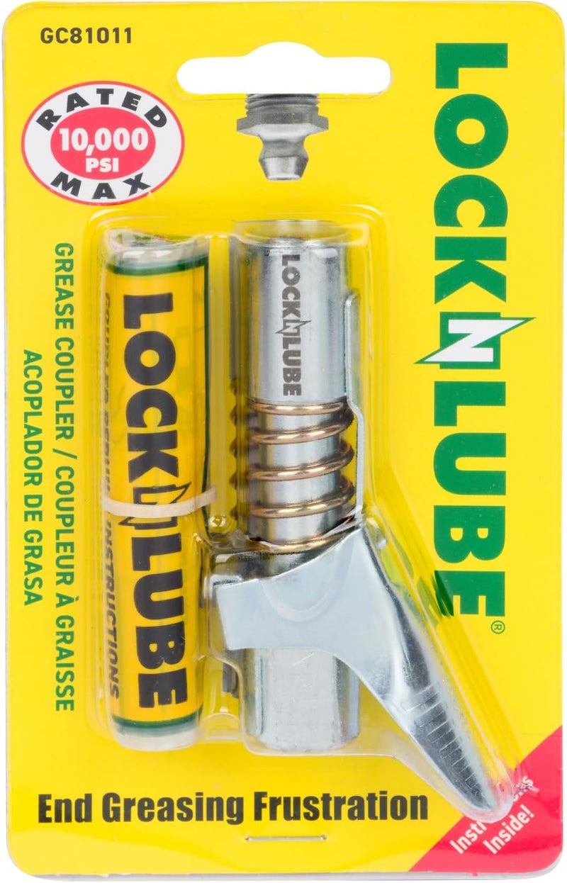 LockNLube Grease Gun Coupler with Spare Rebuild Kit - 10,000 PSI - Image 1