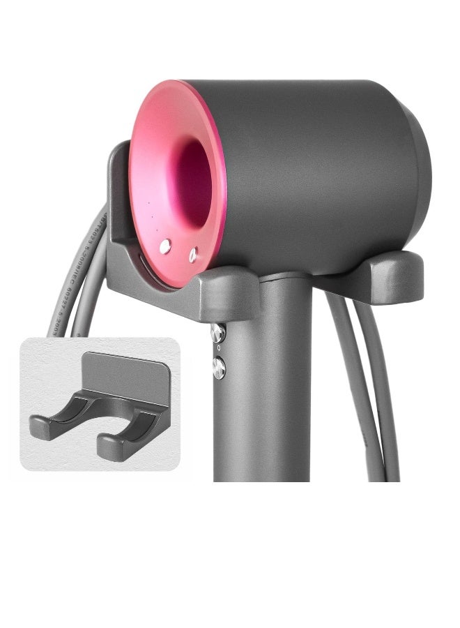 عام حامل مجفف شعر متصل بالجدار، حماية سيليكون غير قابلة للانزلاق، حامل مجفف شعر قوي للاستخدام في الحمام، تخزين مجفف الشعر، تركيب لاصق، مناسب لخزانات الحمام - Image 1