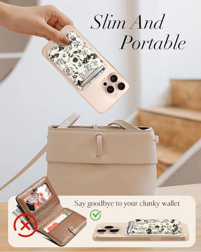 Shorogyt Compatible with Magsafe Wallet Magnetic Card Holder - Phone Wallets Cute Bat Flower Design for Women Teen Girls Slim for iPhone 16/15/14/13/12 Series for Apple Mag RFID Magnet, Fit 3 Cards - Image 3