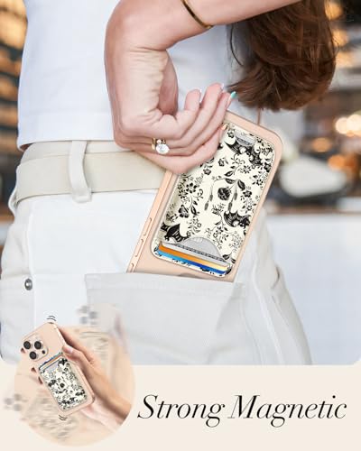 Shorogyt Compatible with Magsafe Wallet Magnetic Card Holder - Phone Wallets Cute Bat Flower Design for Women Teen Girls Slim for iPhone 16/15/14/13/12 Series for Apple Mag RFID Magnet, Fit 3 Cards - Image 4