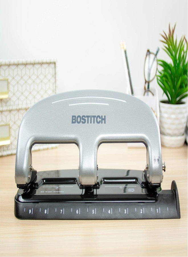 PaperPro Bostitch Office EZ Squeeze 3-Hole Punch, 20 Sheet Capacity, Reduced Effort, No Jam Technology , Silver - Image 2