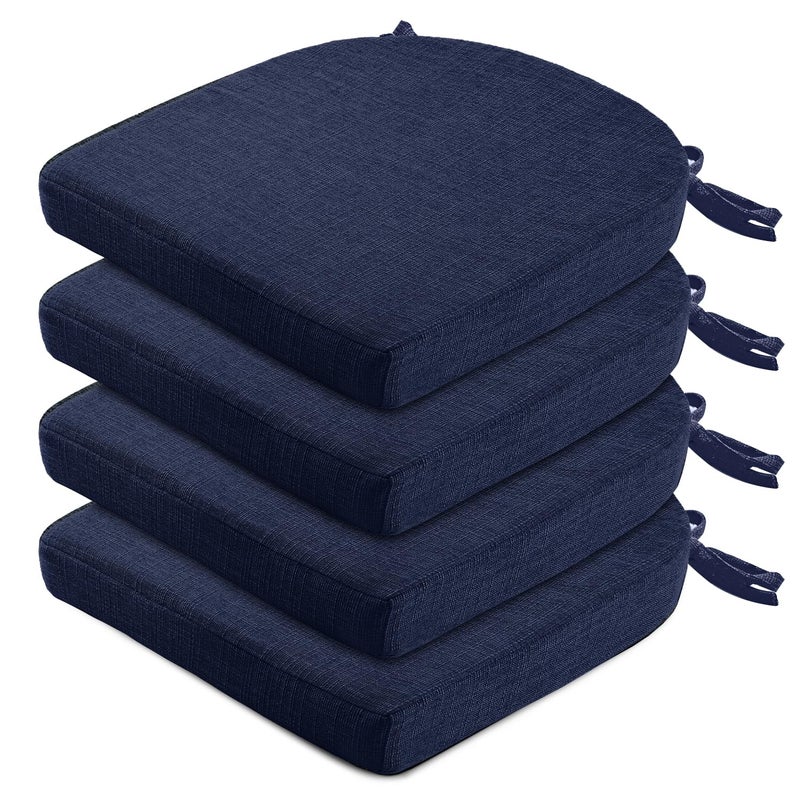 Wellsin Chair Cushions for Dining Chairs 4 Pack  Kitchen Chair Cushions with Ties and NonSlip Backing  Dining Chair Pads 16X16X2 Navy