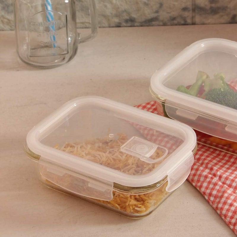 Femora Femora Borosilicate Glass Containers for Kitchen | 1 Year Warranty | Container Boxes for Storage, Storage Box for Kitchen with Air Vent Lid, Microwave Safe, Rectangular (Set of 3-400ml Each) - Image 3