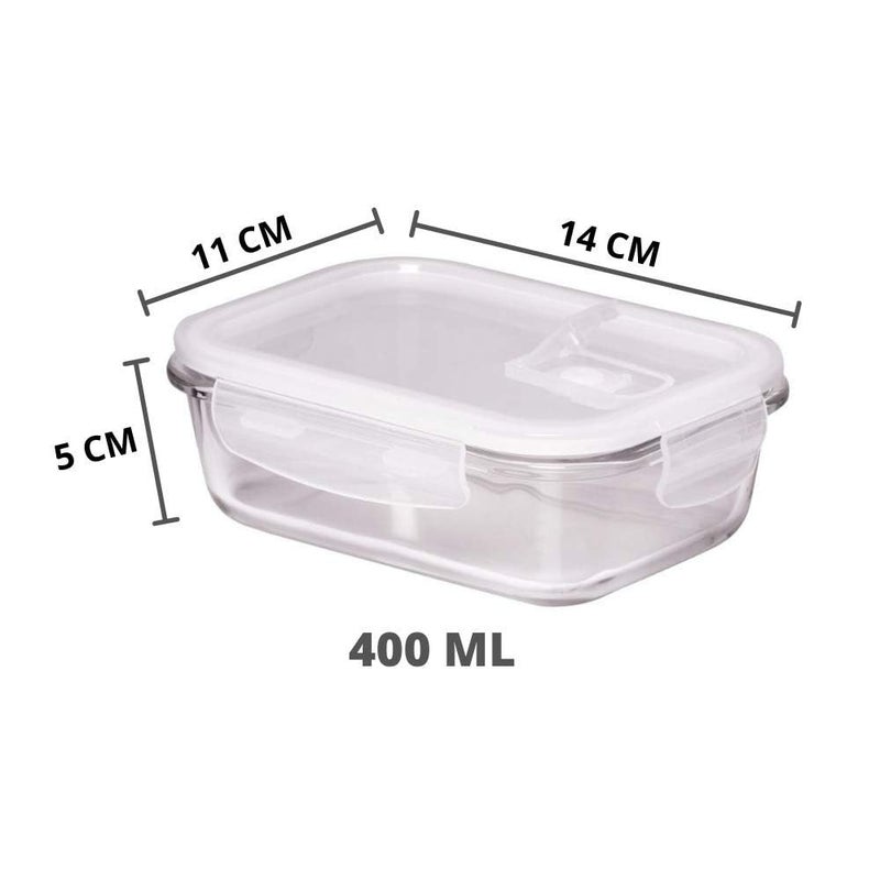 Femora Femora Borosilicate Glass Containers for Kitchen | 1 Year Warranty | Container Boxes for Storage, Storage Box for Kitchen with Air Vent Lid, Microwave Safe, Rectangular (Set of 3-400ml Each) - Image 5