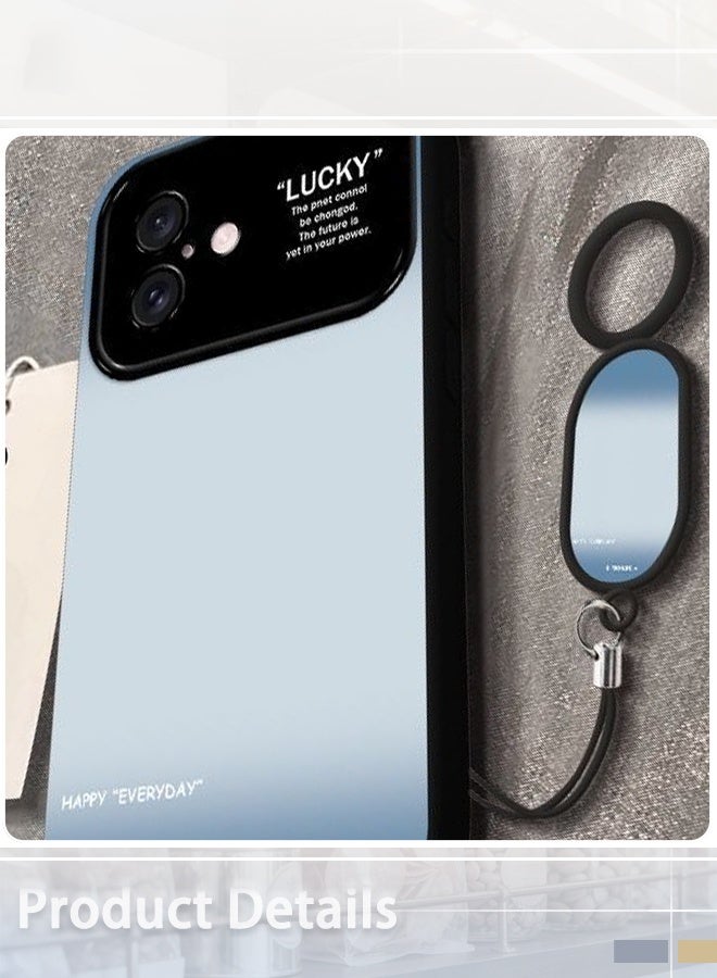 Lucky Frosted Large-View Window Case for iPhone 17 Pro Max, Black Frame with Gradient Blue Back, Lucky Charm Design & Detachable Finger Ring Holder, Slim Shockproof Protective Cover - Image 3