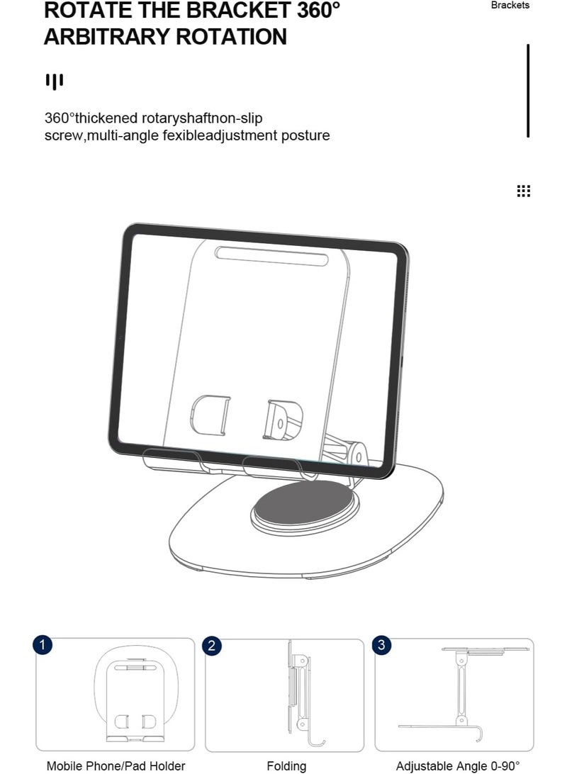 LENOK 360°Rotating Phone Holder for Desk, Foldable & Portable Cell Phone, Adjustable Tablet Stand for All Mobile Phones, iPhone, iPad. - Image 2
