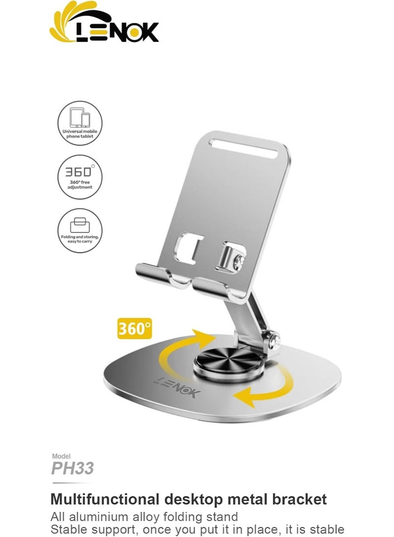 LENOK 360°Rotating Phone Holder for Desk, Foldable & Portable Cell Phone, Adjustable Tablet Stand for All Mobile Phones, iPhone, iPad. - Image 3