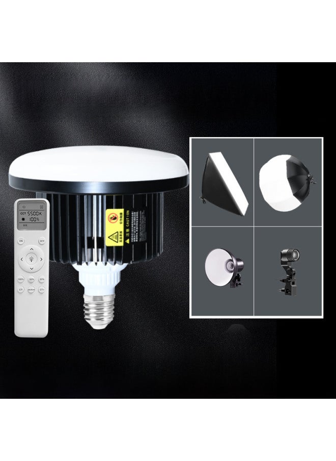 Generic - LED Fill Light Live 285W Remote Control Dimming Three-color Temperature Stepless Dimming Soft Box E27 Photography Bulb Wholesale-Light Source Color:420W-three-color Remote Control High Display Finger Large Mushroom Lamp - Image 1