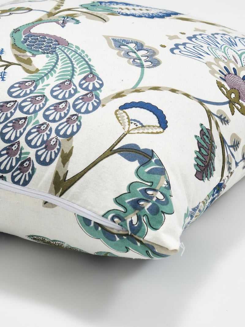 Clasiko Cotton Cushion Covers Set of 5; 24x24 Inches; Blue Gardenia - Image 5