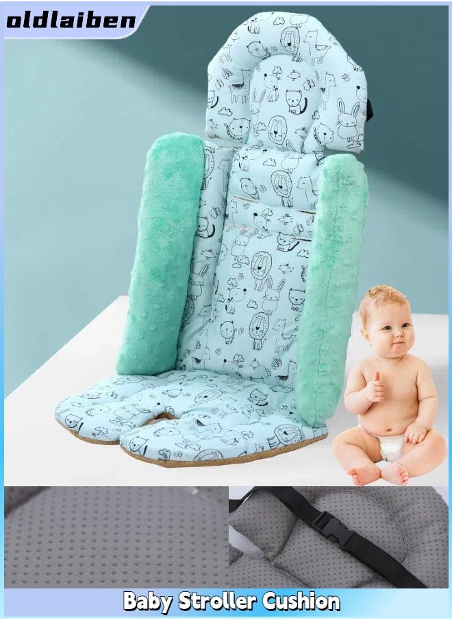 oldlaiben Baby Stroller Cushion, Infant Reversible Cotton Cushion, Universal Thickened Stroller Pad, Body Support for Newborn, Soft Stroller Cushion, For Strollers, Mother and Baby care vehicles, Swings and Rocking chairs, High chairs, Recliners（Blue）  - Image 1
