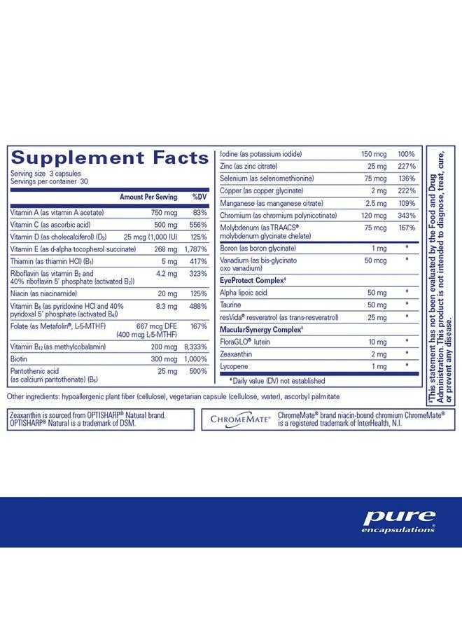 Pure Encapsulations - Visionpro Nutrients ; Hypoallergenic Multivitamin/Mineral Complex For Maintaining Healthy Vision ; 90 Capsules - Image 1