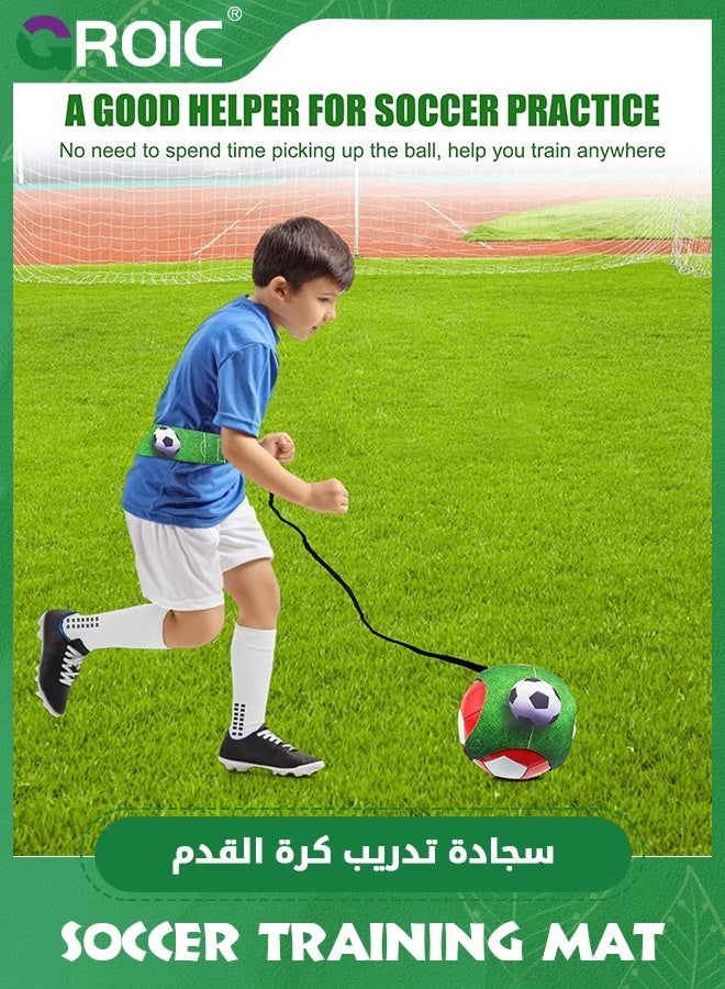 GROIC Soccer Training Mat, Anti-Skid Football Footstep Training Mat with Solo Soccer Trainer, Silent Rubber Soccer Practice Equipment for All Ages, Improve Speed, Strength and Coordination (90*60cm) - Image 4