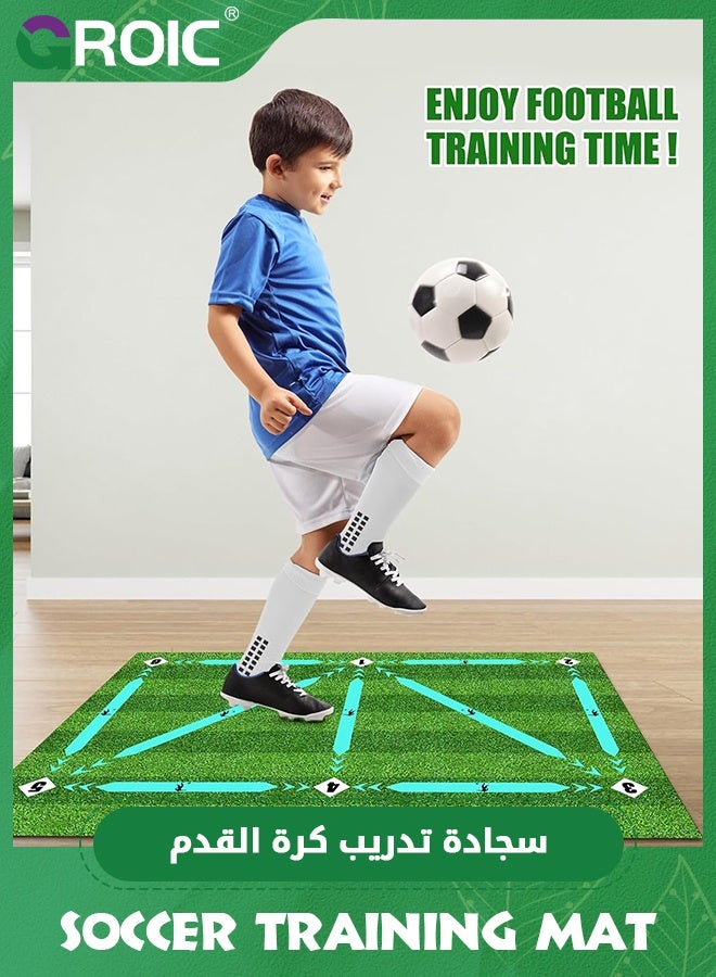 GROIC Soccer Training Mat, Anti-Skid Football Footstep Training Mat with Solo Soccer Trainer, Silent Rubber Soccer Practice Equipment for All Ages, Improve Speed, Strength and Coordination (90*60cm) - Image 5