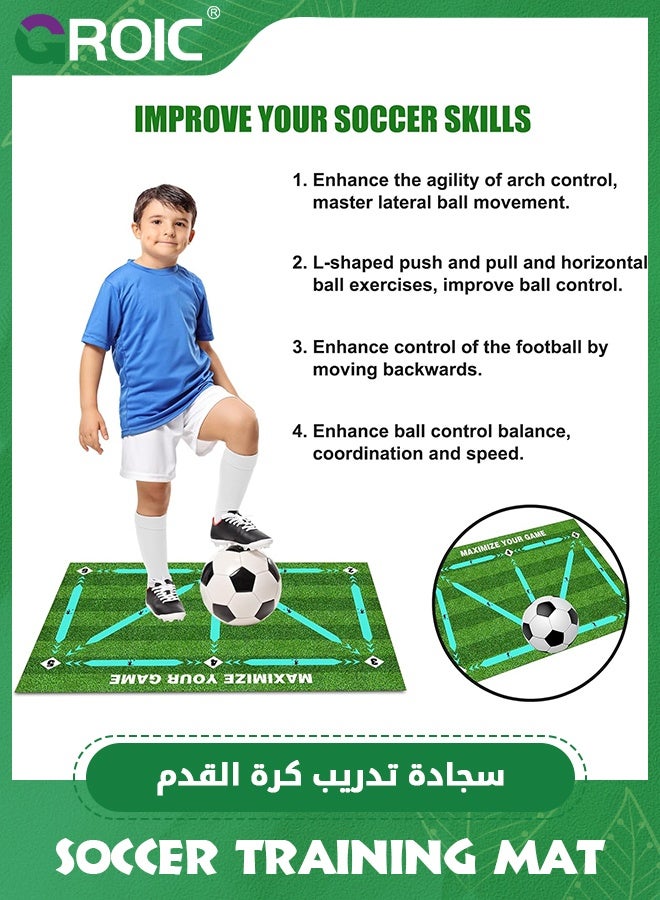 GROIC Soccer Training Mat, Anti-Skid Football Footstep Training Mat with Solo Soccer Trainer, Silent Rubber Soccer Practice Equipment for All Ages, Improve Speed, Strength and Coordination (90*60cm) - Image 3